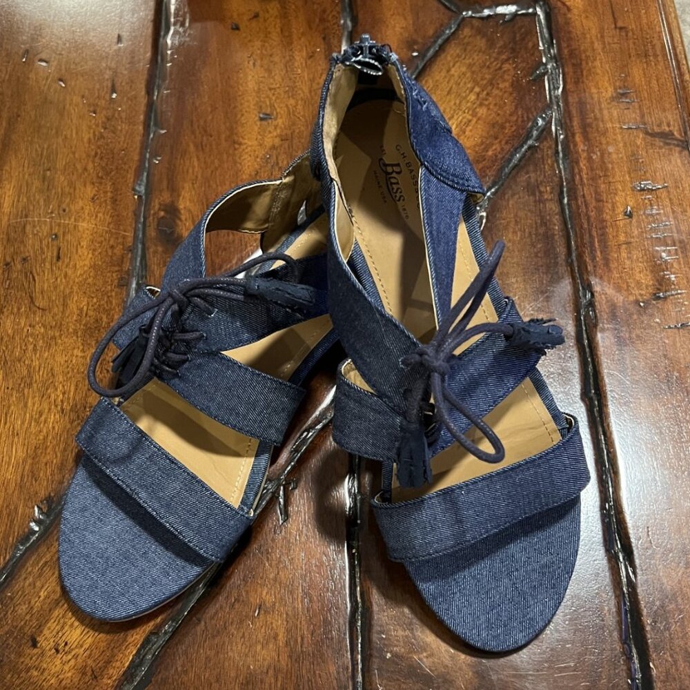G.H. Bass Tandy Denim Lace-up Flat Sandal